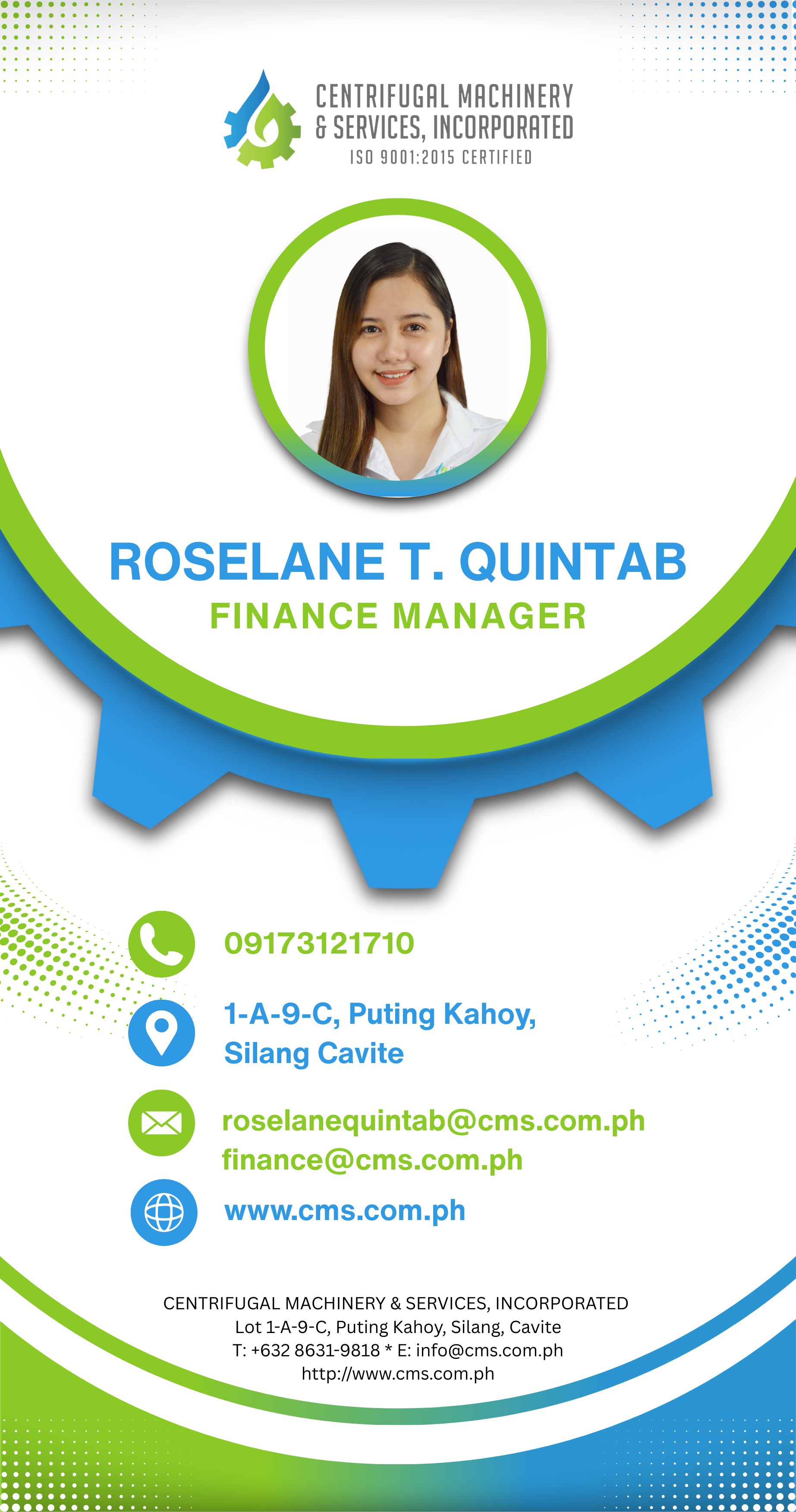 ROSELANE T. QUINTAB - Finance Manager, Centrifugal Machinery & Services, Inc.